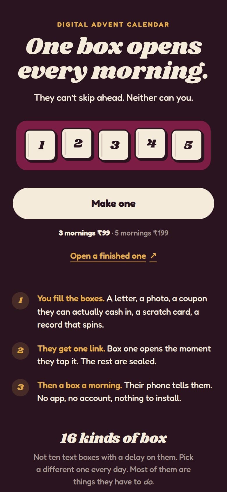 The Digital Advent Calendar page